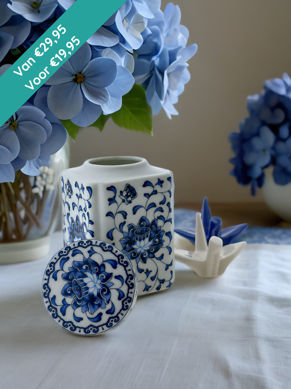 Mini urn Delfts Blauw - Bloemenprint
